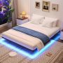 Awesofurni Floating Bed Frame Full Size Full Bed Frame With Smart LED Lights Heavy Duty Modern Metal Platform Bed No Box Spring Needed