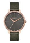 Nixon Kensington Leather Women's Watch - Rose Gold Green