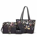 Women Fashion Synthetic Leather Handbags Tote Bag Shoulder Bag Top Handle Satchel Purse Set 4PCS
