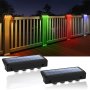 2PCS Solar Fence Lights Outdoor Rgb Color Changing/warm White LED Solar Step Lights Outdoor Wall Lights