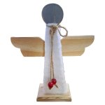 Wooden Wooly Angel Meduim With Beads Red 28CM