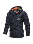 Men's Outdoor Sports Jacket Detachable Hood Climbing Coat Travel Windbreaker Casual Hiking Outerwear Athletic Style