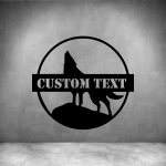 Wolf With Custom Text - 300MM Matt Silver
