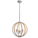White Washed Metal And Wood Bead Chandelier – CH896 3