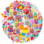 50PCS Colorful Candy Lollipop Dessert Stickers Decoration For Skateboards Mobile Phones Guitars Motorcycles Cars Laptops Vinyl W