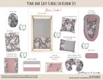 Cot Duvet Bedding Pink And Grey Floral In Bloom Set