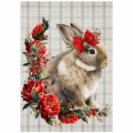 Tear Resistant Deco Print Christmas Rabbit Peony