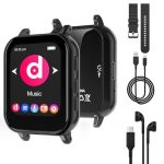 Aeheqkl MP3 Player With Bluetooth 5.0 32GB Touchscreen Music Player With Detachable Strap Built-in Speaker Wired Earphones 1.69'