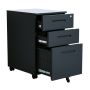 Steel 3 Drawer Inner Handle Mobile Pedestal Filing Cabinet Locker - Black