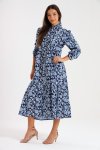 Lillian Long Sleeve Printed Collar Maxi Dress