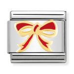 Composable Classic Relief Gold Red Bow Link