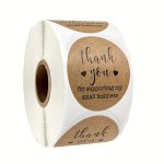 500PCS ROLL Round Kraft Paper Thank You Label Sticker For Supporting My Small Business Stickers Seal Decor Stationery Sticker