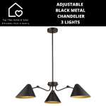 Adjustable Black Metal Chandelier - 3 Lights