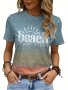 Beach Vibes Print T-Shirt Casual Crew Neck Short Sleeve T-Shirt Women's Clothing