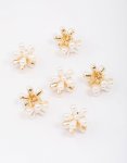 Goldair Gold MINI Pearl Daisy Hair Claw Clip 6-PACK