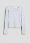 Lace-trimmed Pointelle Jersey Top - Light Grey Marl