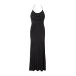 Black Sparkle Halter Cowl Maxi Dress