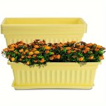 Durable Resin Rectangular Planter - Perfect For Herbs Flowers & Vegetables Easy-clean Outdoor Window Sill Pot