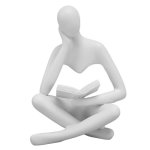 Shenruifa Thinker Statue Resin Sculpture - Abstract Sitting Figure Home Decor For Living Room White