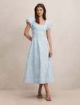 Lily Scoop Jacquard Midi Dress - 18 Soft Blue