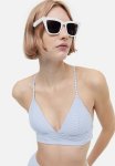 Padded Bikini Top - Light Blue White Striped
