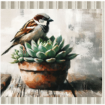 Printed Runner Sparrow And Succulent