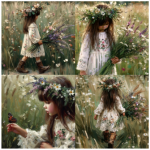 Tear Resistant Deco Print Wildflower Girl 4'S