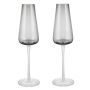 Champagne Glasses: Belo Handmade Grey/black Smoke Flutes - Set Of 2
