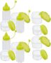 12 Pieces Of MINI Condiment Squeeze Bottles With Square Round Spice Jars