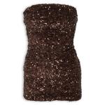 Brown Velvet Sequins Boobtube Dress
