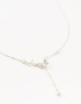 Silver Diamante Pearl Butterfly Y-necklace