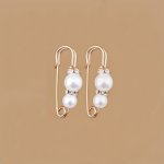 2 4PCS White Faux Pearls Pants Waist Pin Elegant Fixed Brooch For Women Clothings Decoration
