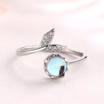 Chic Mermaid Tail Ring Inlaid Moonstone And Shining Zirconia Adjustable Wrap Ring Just Pick A Color U Like Match Daily Outfits