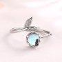 Chic Mermaid Tail Ring Inlaid Moonstone And Shining Zirconia Adjustable Wrap Ring Just Pick A Color U Like Match Daily Outfits
