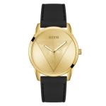 Guess Black Gold Tone Multifunction Silicone Strap Watch