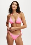 Cotton On Fixed Tie Side Cheeky Bikini Bottom - Party Pink Crinkle