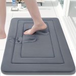 Geometric-patterned Memory Foam Bath Mat Non-slip Polyester Bath Rug With Pvc Backing Stain Resistant Machine Made Rectangle Sha