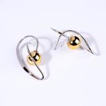 Celeste Hoop Stainless Steel Earrings With Gold Ball - Gold Silver