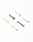 Mixed Metals Heart & Diamante Nose Studs 6-PACK