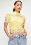 Sissy Boy Heidi: Sweet Heart Floral Crochet Blouse - Yellow