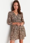 Leopard Print Ottomoan Dress - Camel