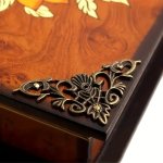 4PCS Cupboard Wood Corner Decorative Flower Wrap Corners Bronze Cover Guard Box Feet Metal Embossed Corner Protector