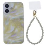 Iridescent Pearl Phone Case With Beaded Wrist Strap-compatible With Iphone