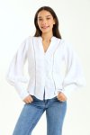 Ladies Branded Ladder Lace Linen Blouse 100% Linen