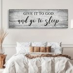 1PC Modern Grey Black Line Art Wall Poster Give It To God And Go To Sleep Scripture Canvas Painting Wall Art Bedroom Kitchen Dec