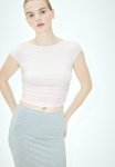 Gathered Cap-sleeved Top - Light Pink