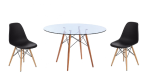 3 Piece Glass Table And Black Wooden Leg Chairs