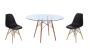 3 Piece Glass Table And Black Wooden Leg Chairs