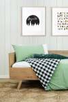 Washed Fern Green Checked Cotton Duvet Cover - Queen