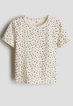 Printed Cotton Top - Light Beige floral